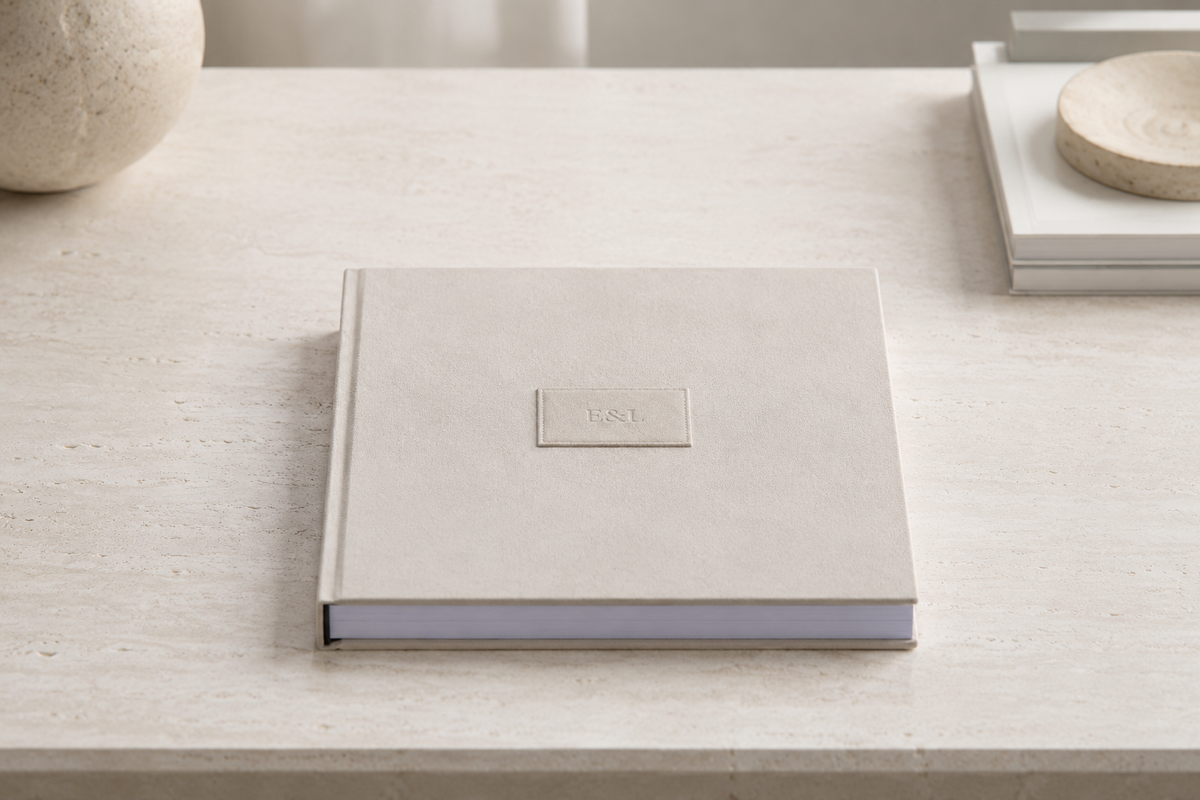 Travel photographs inside a handmade album